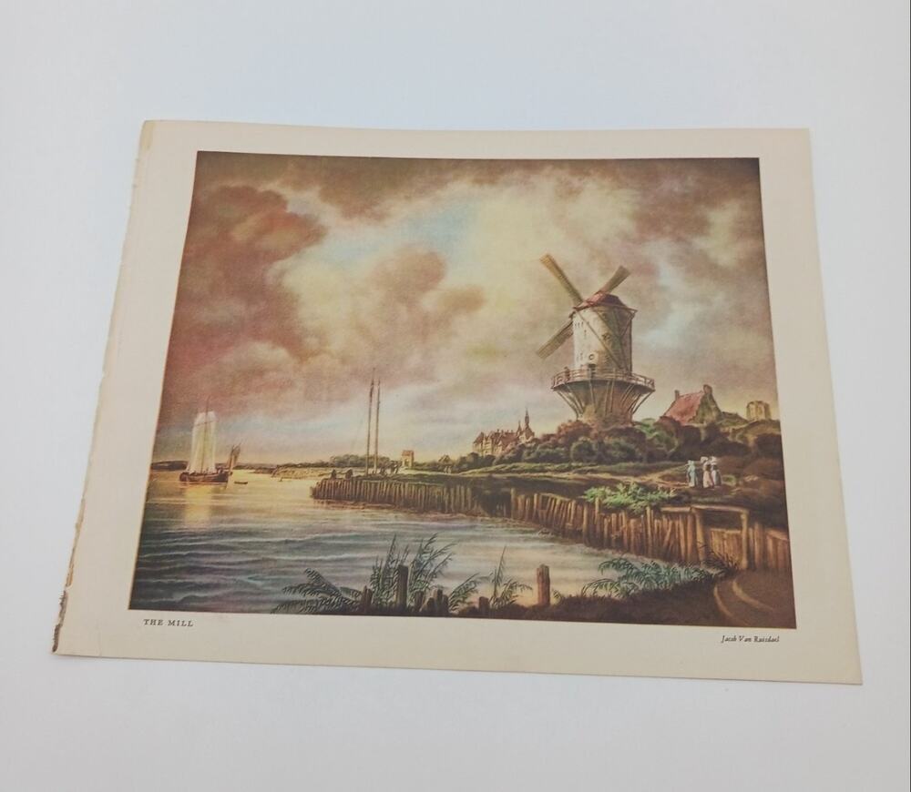Jacob Van Ruisdael THE MILL Offset Lithograph 1934 Book Plate Landscape Art